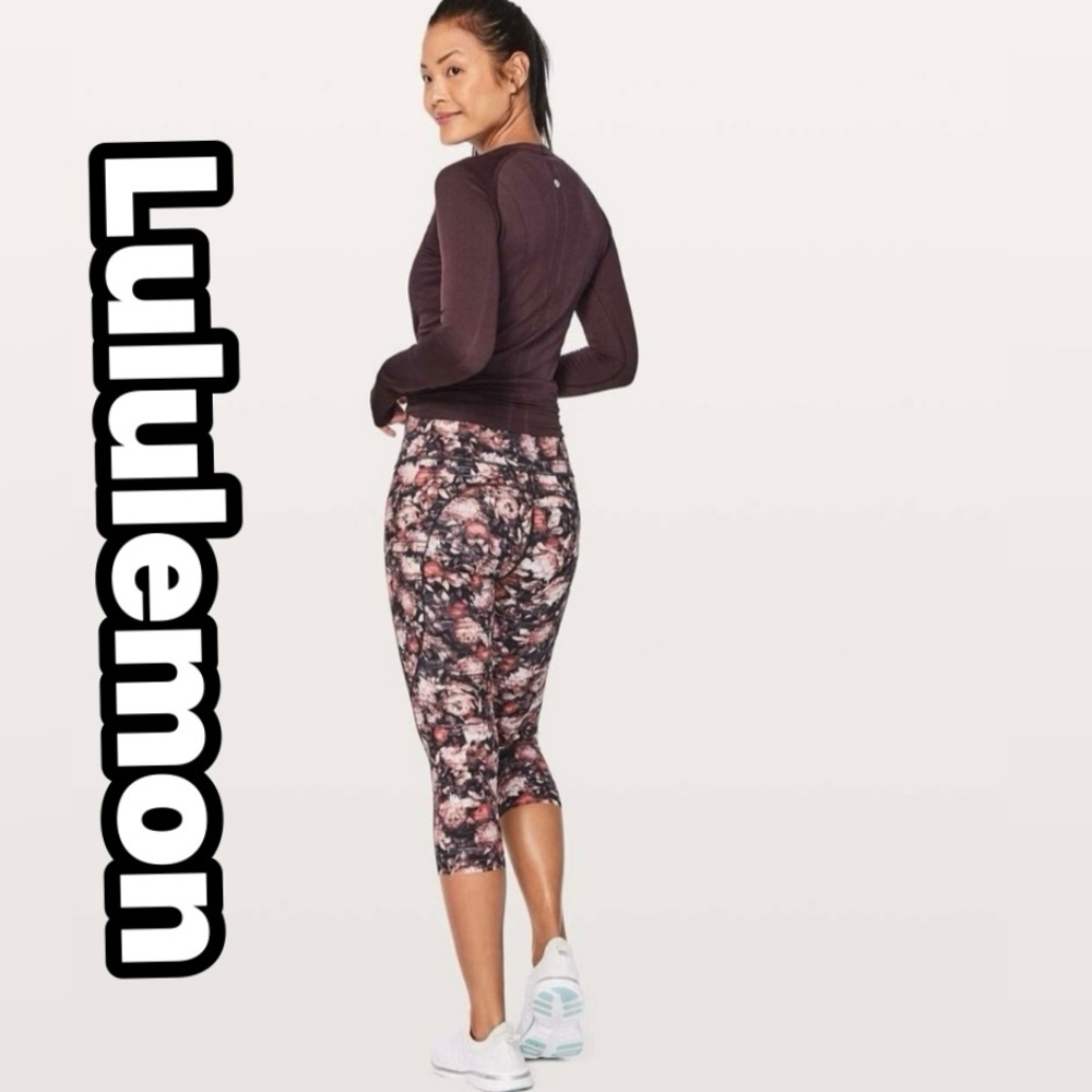 Lululemon Fast Free Crop II *Nulux 19” Peony Multi Floral Leggings Women Size 8